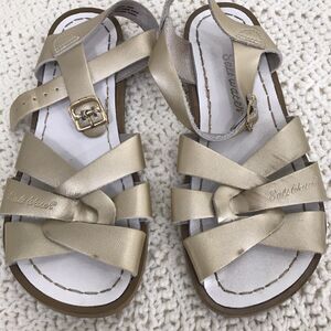 Salt Water Original Leather Sandals Metallic Gold Big Kids Size 1